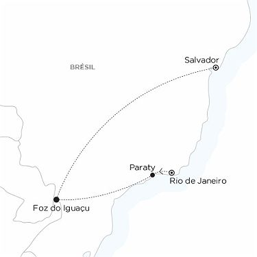 Carte BRESIL - Maravilha du littoral jusqu'aux chuttes mythiques