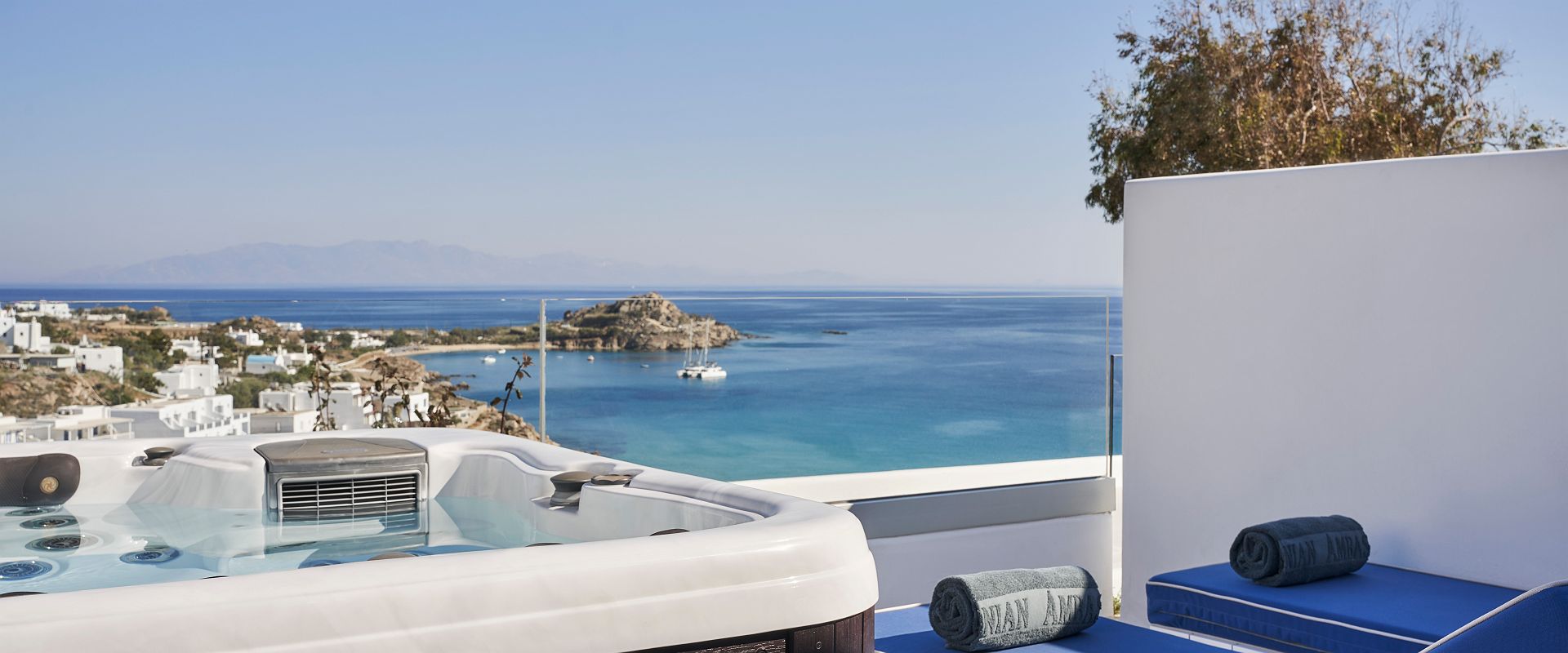 myconian ambassador   true blue with outdoor jacuzzi   grece 