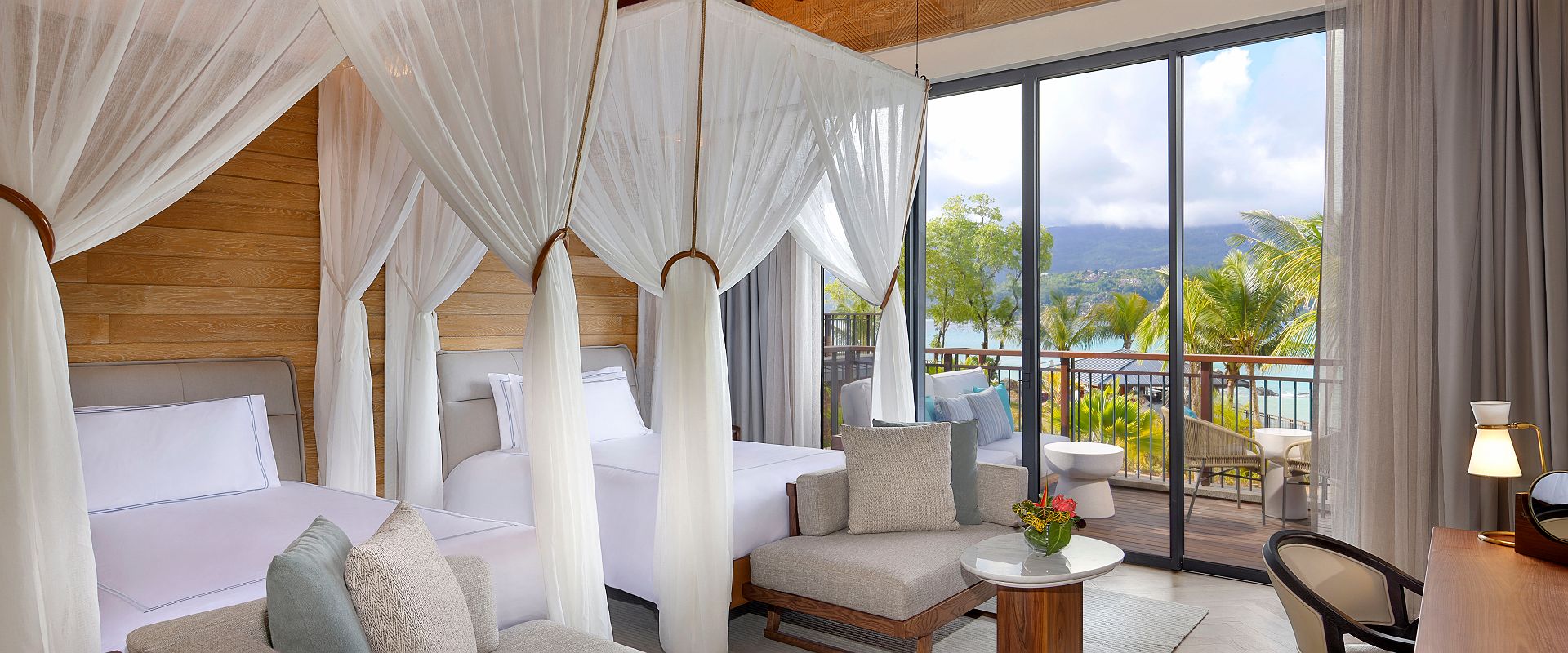   mango house seychelles   two double beds premium room with ocean view   seychelles