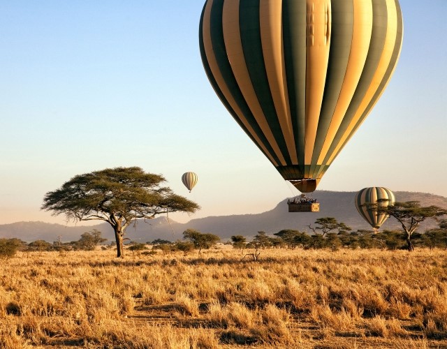 survol en montgolfière du serengeti durant la grande migration en tanzanie