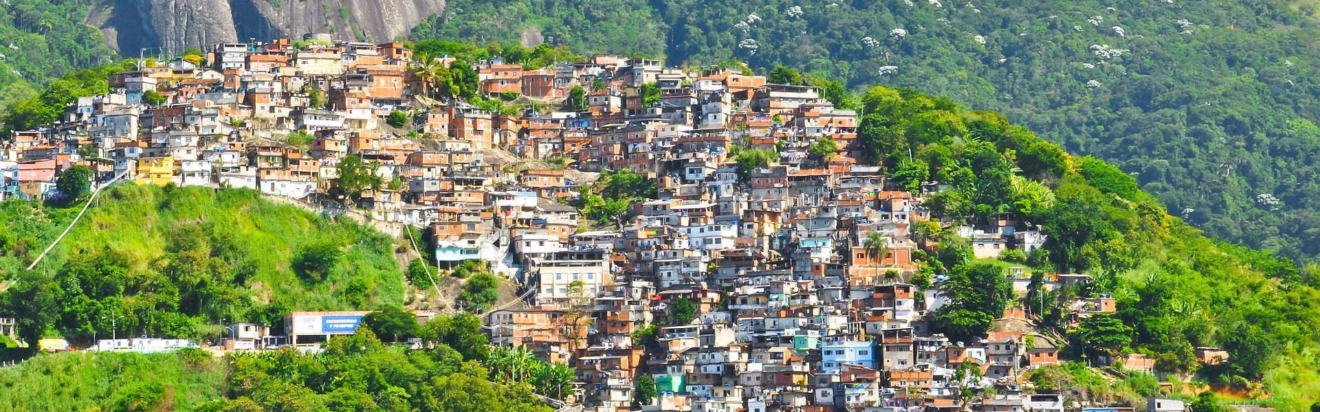 favelas colorées à flanc de collines verdoyantes à Rio de Janeiro