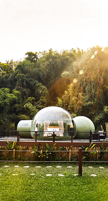 Lodge bulle à l'Anantara Golden Triangle Elephant Camp & Resort