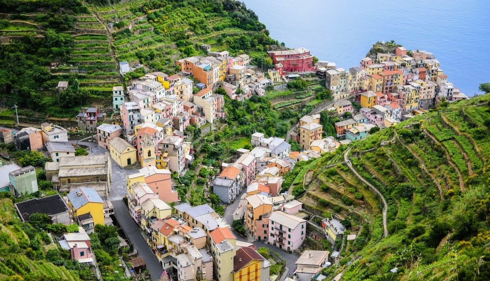 les maisons colorées de manarola et ses vignes en terasse dans les cinque terre